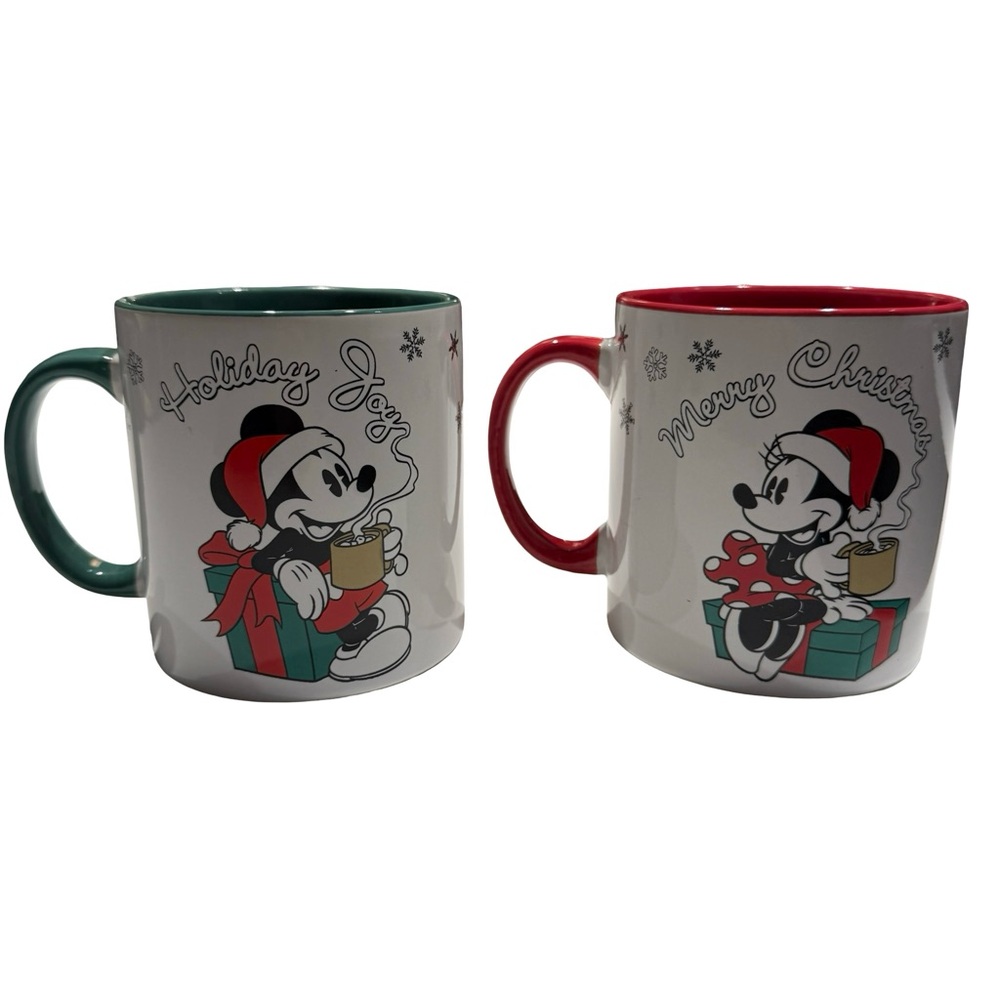 Disney Minnie &‎ Mickey Holiday Joy and Merry Christmas Mug Set